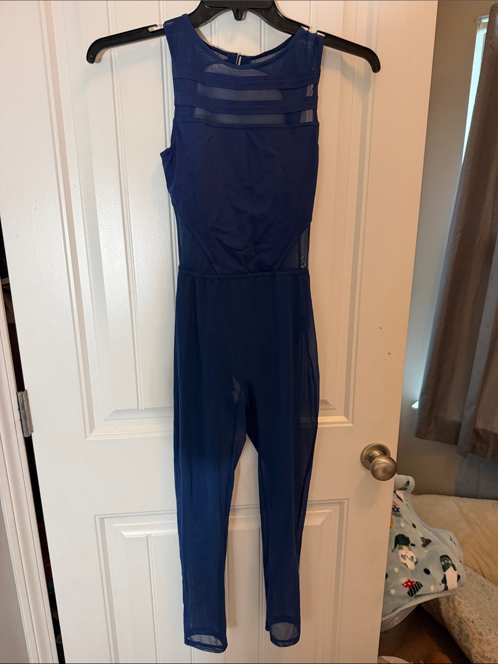 Weissman Royal Blue Mesh Dance Jumpsuit
